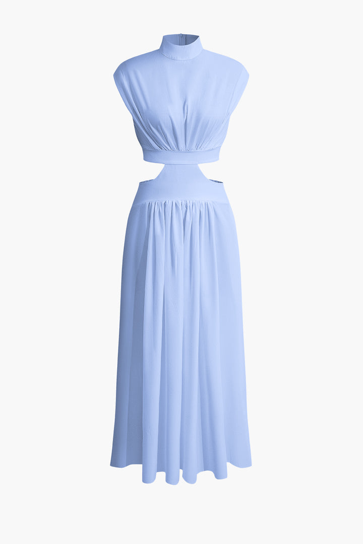 Alondra - Pleated maxi dress with boat neck and cutout