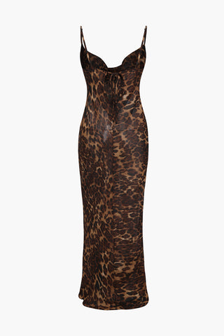 Betina - Maxi dress draped with leopard print