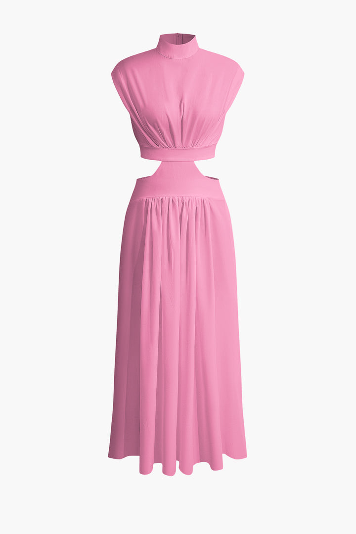 Alondra - Pleated maxi dress with boat neck and cutout