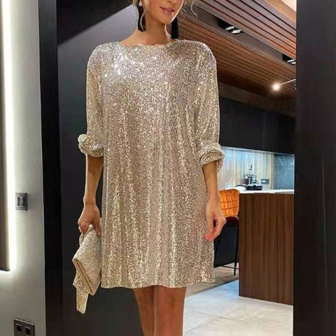 Brandi - Glitter mini dress with waistband