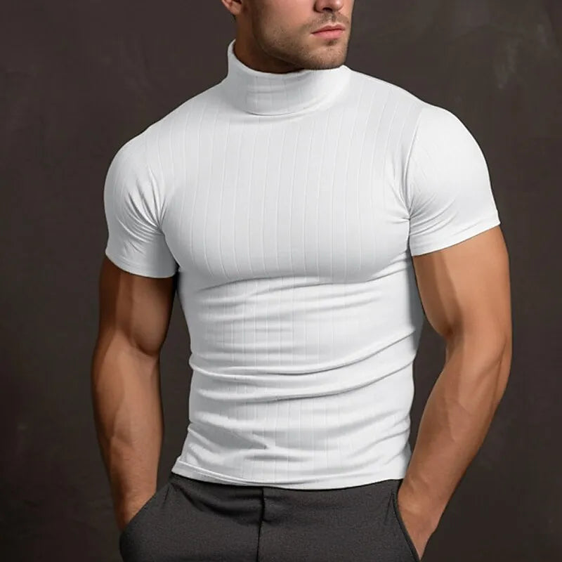 Alonso - Men's single-coloured T-shirt with turtleneck