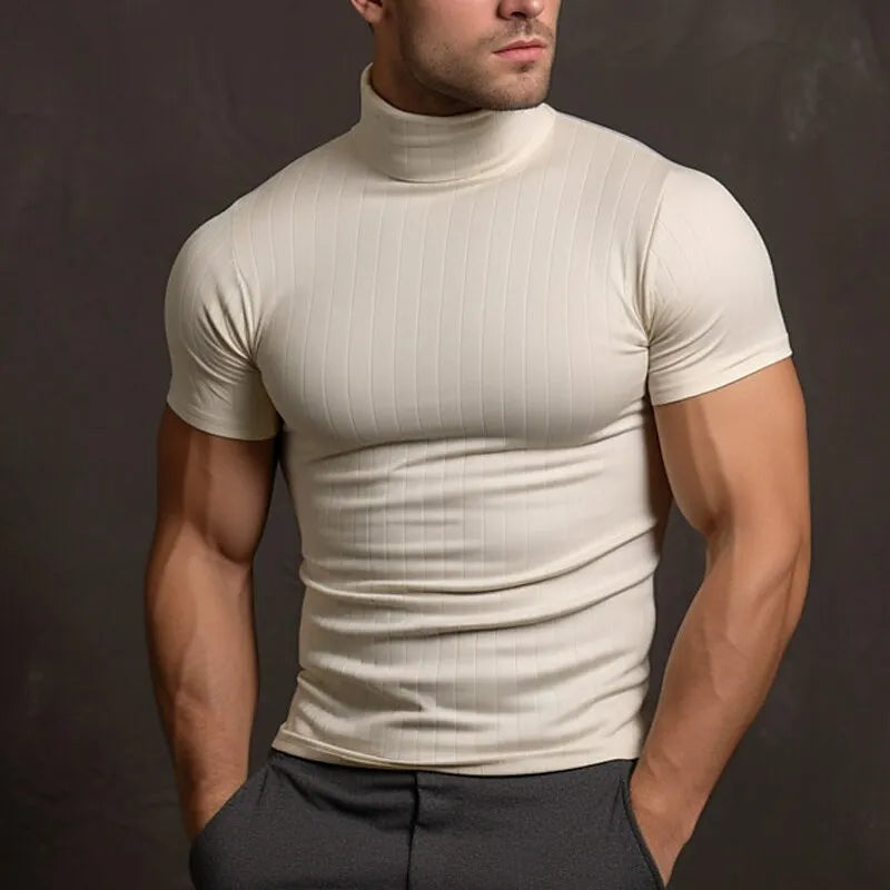 Alonso - Men's single-coloured T-shirt with turtleneck