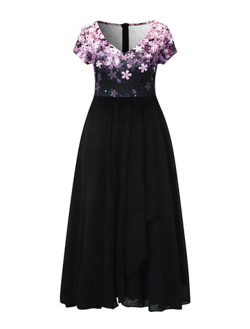 Allison - Floral elegance midi edging dress