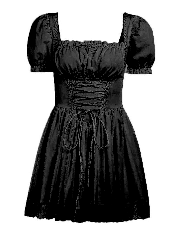 Idette - Mini dress with puff sleeves, corset and lacing