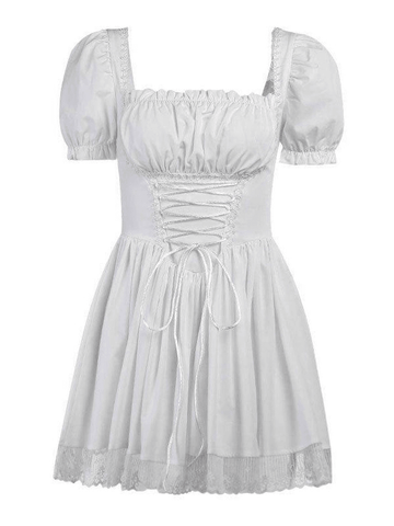 Idette - Mini dress with puff sleeves, corset and lacing