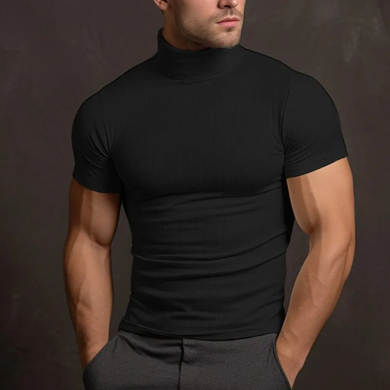 Alonso - Men's single-coloured T-shirt with turtleneck