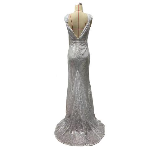 Anastasia - Luxury Silver Glitter Sequin Queen Dress