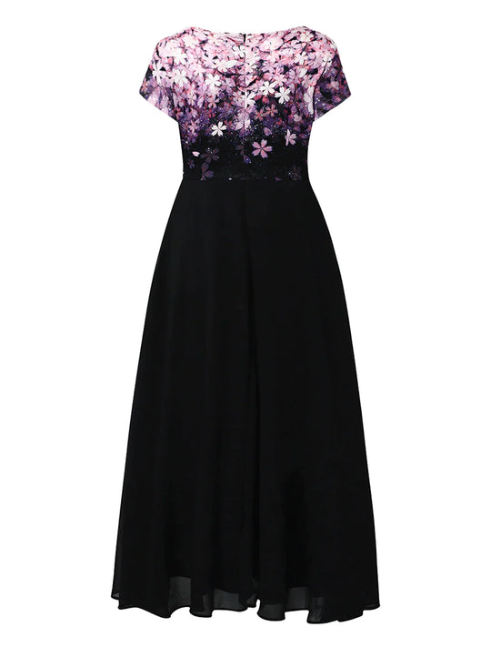 Allison - Floral elegance midi edging dress